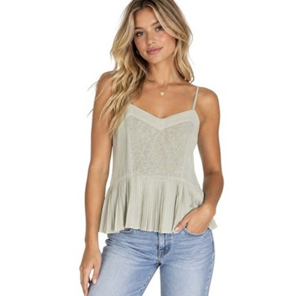 American Eagle Womens Lace Cami Top Pleated Peplum Coquette Romantic Y2K Size S